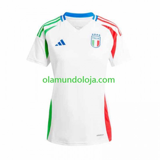 Camisola Itália Mulher Equipamento Segundo Euro 2024 Manga Curta